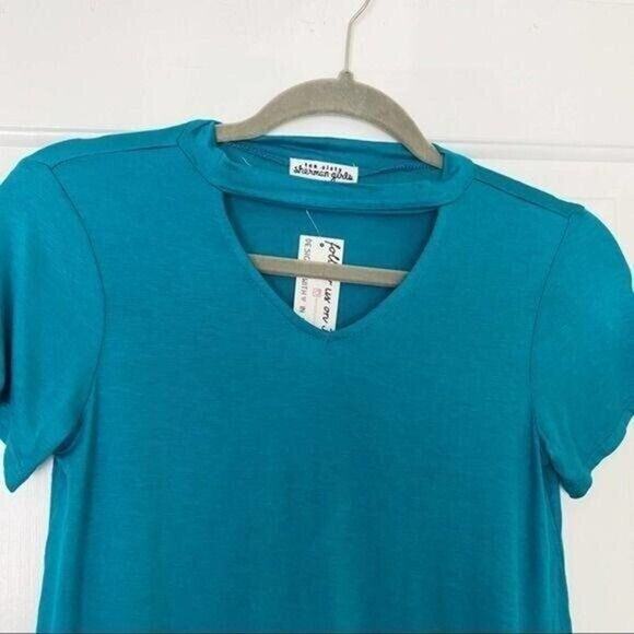 TEN SIXTY SHERMAN Teal Gigi Cutout Crewneck Short Sleeve Tee NEW Girls Large - Picture 2 of 6